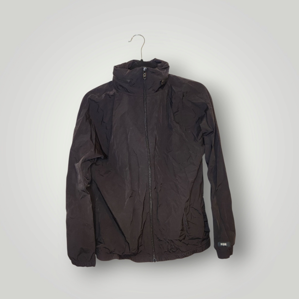 Pink Victoria secret rain Coat PINK Victoria's Secret women's Black Windbreaker